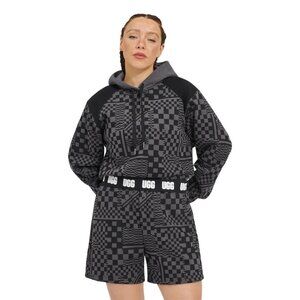 UGG Mallory Gray Checkered Cropped Hoodie